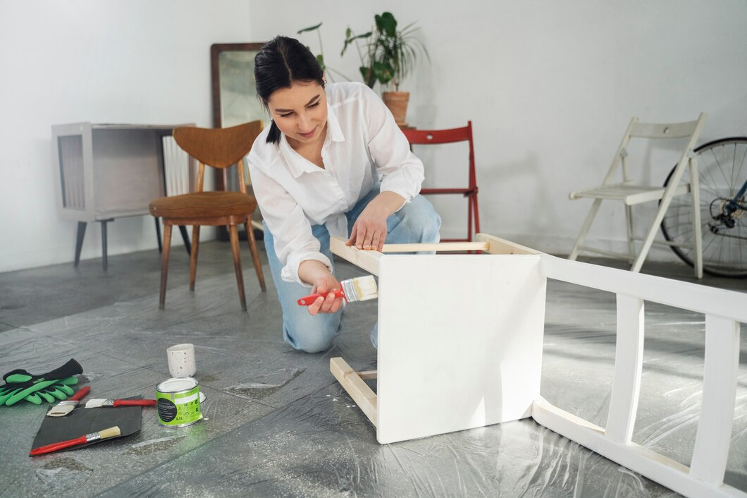 Healthcare professional working with furniture